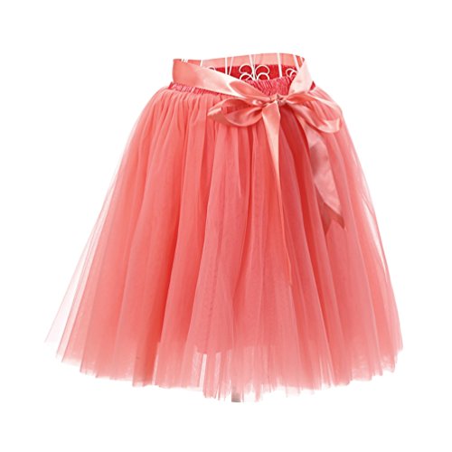 Linnuo Faldas Tul Mujer Falda ala Rodilla de 7 Capas Cintura Elástica Tutu Princess Tulle con Lazo