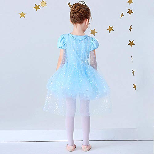 Lito Angels Niñas Tutús de Ballet Bailarina Danza Disfraz Ropa de Baile Princesa Elsa Vestido 5-6 años Azul