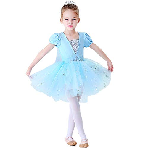 Lito Angels Niñas Tutús de Ballet Bailarina Danza Disfraz Ropa de Baile Princesa Elsa Vestido 5-6 años Azul