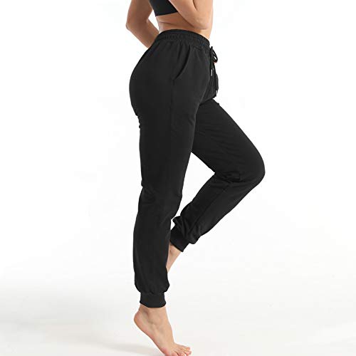 Litthing Pantalones Deportivos Pantalón de Mujer con Bolsillos para Yoga Joggers Loisirs (Negro, XL)