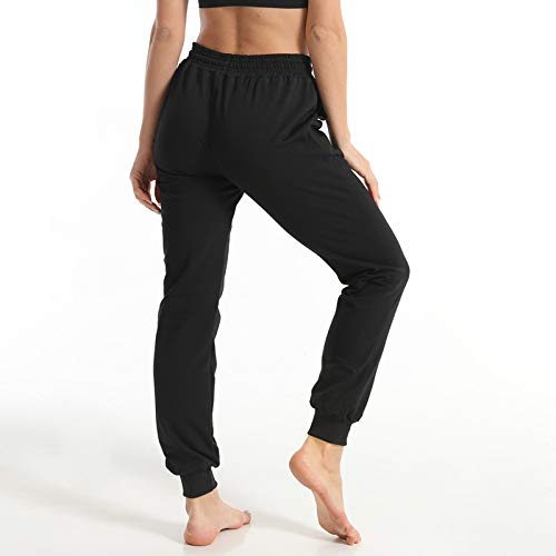 Litthing Pantalones Deportivos Pantalón de Mujer con Bolsillos para Yoga Joggers Loisirs (Negro, XL)