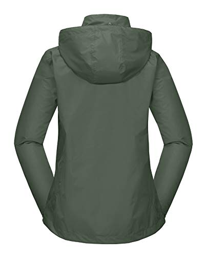 Little Donkey Andy Chubasquero impermeable para mujer, ligero, al aire libre, cortavientos, para senderismo, viajes, militar, verde oliva L