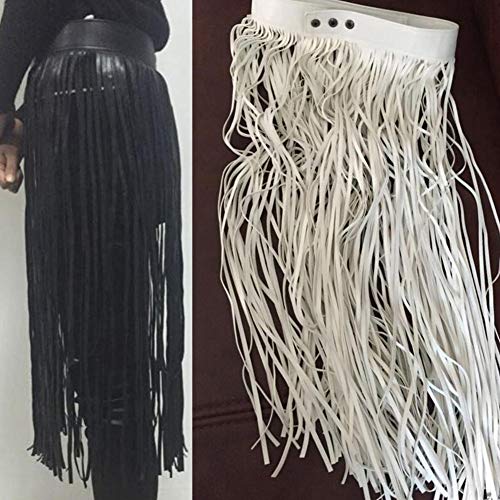 LiuXi Falda de Mujer con Flecos Negros Cinturón con Flecos Largos Estilo Gitano Correa Femenina Salvaje Falda Ajustable
