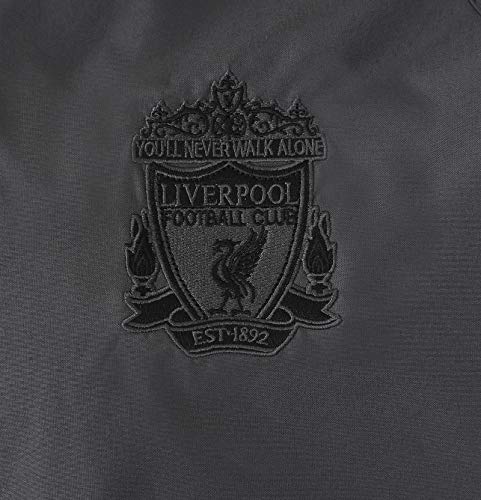 Liverpool FC - Chaqueta Cortavientos Oficial - para Hombre - Impermeable - Gris - Capucha con Visera - Mediana