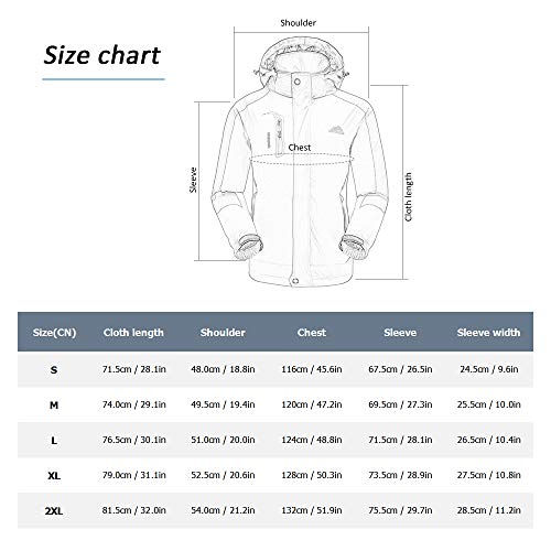 Lixada Hombre Chaqueta de Montaña Impermeable con Capucha Desmontable Ropa Deportiva Contraviento para Senderismo Acampada y Ciclismo