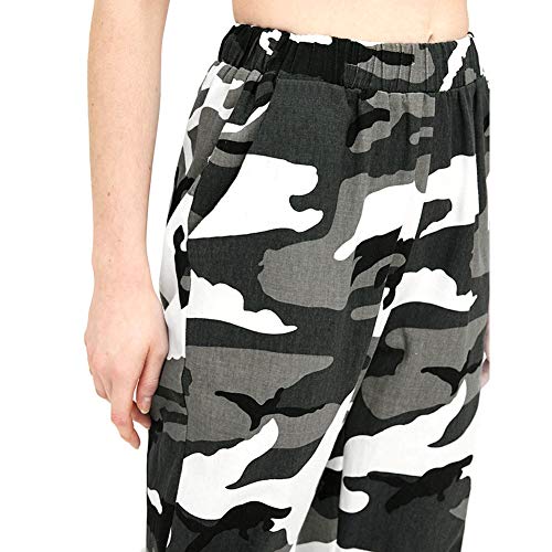 Loalirando Pantalón Camuflaje Mujer Pantalones Deportivos Largos Estampado de Camuflaje Casual Gris, Rosa y Verde