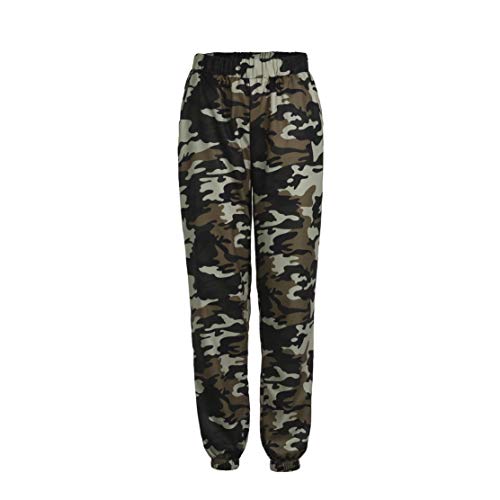 Loalirando Pantalón Camuflaje Mujer Pantalones Deportivos Largos Estampado de Camuflaje Casual Gris, Rosa y Verde