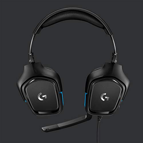 Logitech G432 Auriculares Gaming con Cable, Sonido 7.1 Surround, DTS Headphone:X 2.0, Transductores 50mm, USB y Jack Audio 3,5mm, Microfóno Volteable, Peso Ligero, PC/Mac/Xbox One/PS4/Switch - Negro