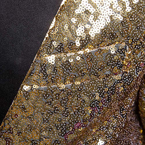 Logobeing Chaqueta de Traje para Hombre,Chaquetas para Hombre de Vestir Blazer Hombre Casual Fiesta Traje Ajustado Chaqueta de Abrigo de Lentejuelas para Hombre (M, Gold)