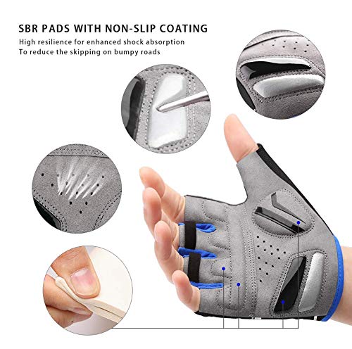 LOHOTEK Guantes de Ciclismo Motocicleta Bicicleta Montaña-Acolchados Bicicleta de Carretera de Hombres Mujeres Antideslizante Pantalla Táctil (Negro, L)