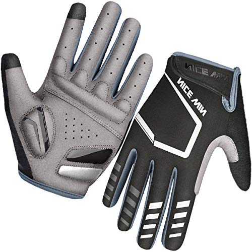 LOHOTEK Guantes de Ciclismo Motocicleta Bicicleta Montaña-Acolchados Bicicleta de Carretera de Hombres Mujeres Antideslizante Pantalla Táctil (Negro, L)