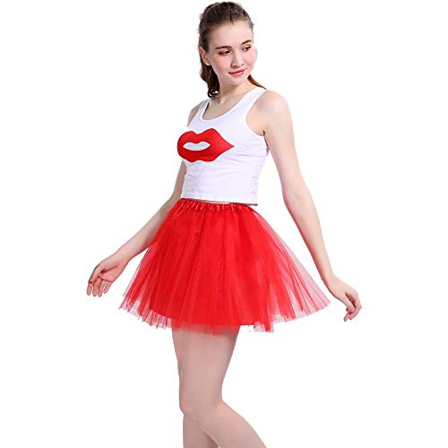 LOOHAOC Tutu Falda de Mujer Falda de Tul 50's Short Ballet 4 Capas Accesorios Falda Tul Princesa de Vestimenta de Baile Niñas para Vestirse Disfraces Danza