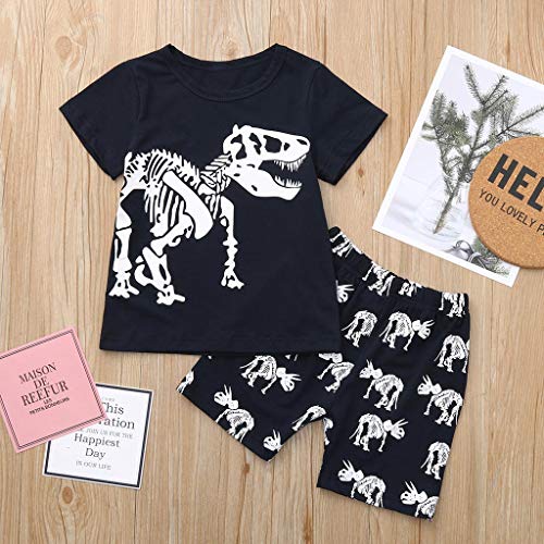 LOPILY Conjunto A Domicilio De Verano para NiñO con Estampado De Dinosaurios De Manga Corta Pantalones NiñOs 2pcs Traje