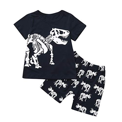 LOPILY Conjunto A Domicilio De Verano para NiñO con Estampado De Dinosaurios De Manga Corta Pantalones NiñOs 2pcs Traje
