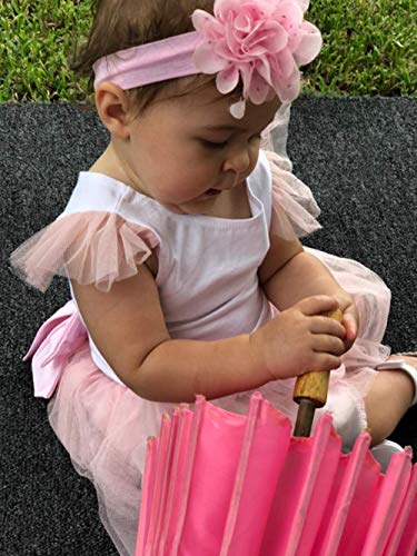 Loralie Vestidos Mujer Verano Falda Madre e Hija Vestido con Mangas Cortas de Tul Skirt Blanco y Rosa