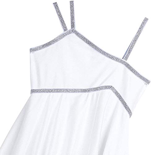 Los Niños De Ballet Niña Vestido Ballet De Clásico con Falda Asimétrica Maillots Vestido Latino De La Danza Gimnasia Turnazug Gr 104164 (Color : Blanco, One Size : 140)