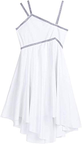 Los Niños De Ballet Niña Vestido De Ballet con Mode Básicos Falda Asimétrica Maillots Vestido Latino De La Danza Gimnasia Turnazug Gr 104164 (Color : Blanco, One Size : 140)