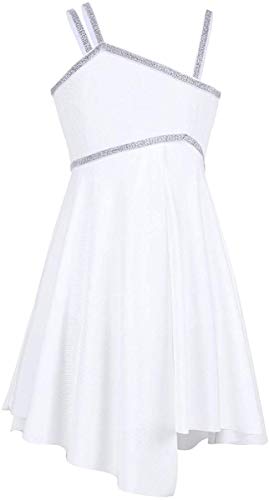 Los Niños De Ballet Niña Vestido De Ballet con Mode Básicos Falda Asimétrica Maillots Vestido Latino De La Danza Gimnasia Turnazug Gr 104164 (Color : Blanco, One Size : 140)