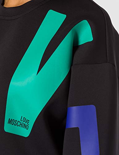 Love Moschino Soft Lightweight Neoprene Crewneck Sweatshirt, with Long Batwing Sleeves Sudadera, Negro, 48 para Mujer