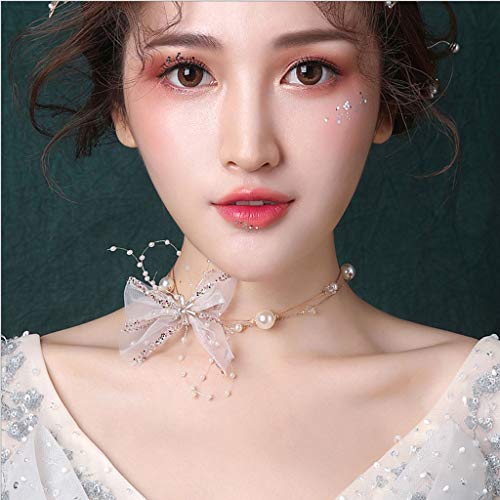 LTCTL Collar Collar de Arco de Tul, Collar de Accesorios de clavícula de Boda, Regalo de cumpleaños/Regalo del día de la Madre/día de San Valentín Regalo Collar (Color : Style A)