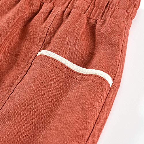 Luandge Pantalones Harem Micro Plisados elásticos de Cintura Alta elásticos para Mujer Pantalones de Moda Casuales Ligeros y Finos con Bolsillos 28