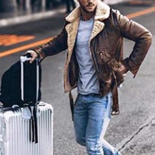 Luckycat Chaqueta Cuero Parka Hombre Abrigos Parka Cálido Abrigo de Cuero Prueba de Viento Abrigo Invierno Hombres Biker Chaqueta de Cuero Abrigo de Pieles