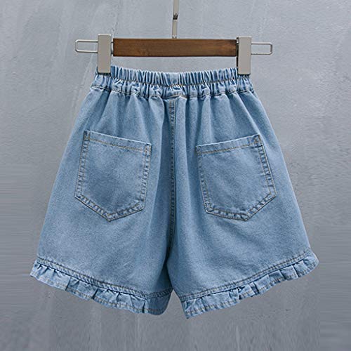 Luckycat Pantalones Cortos para Mujer Pantalones de Verano Boyfriend de Bermudas de Capri Mujer Pantalón Corto Vaquero con Volantes Jeans Pantalones Vaqueros con Bolsillos