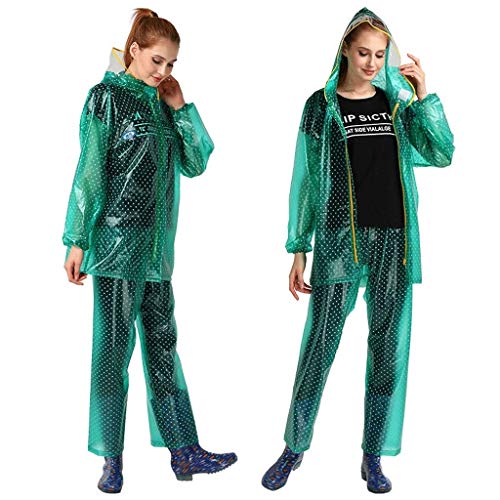 LULUDP Chubasqueros Ropa Impermeable Transparente PVC Mujer Split Dot Impermeable Impermeable Conjunto, Montar al Aire Libre Poncho Impermeable a Prueba de Viento Traje de Lluvia