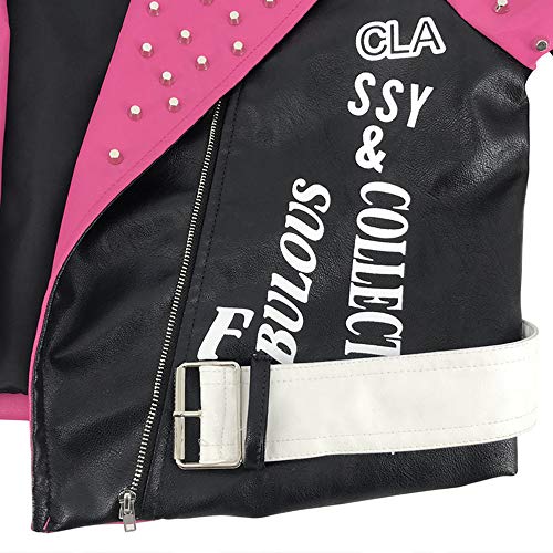 LUONE Chaqueta De Cuero De Moda para Mujer, Chaqueta De Cuero con Estampado De Tachuelas Y Cremallera Solapa Chaqueta Casual Chaqueta De Motorista,Blackwithpink,S