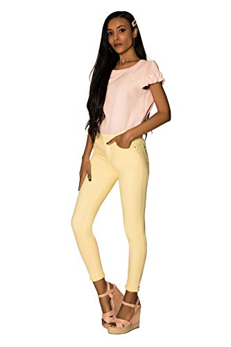 LustyChic Vaqueros Mujer Push Up Tejanos Mujer Cintura Alta Pantalones Pitillos Elasticos Jean de Mujer de Color Talla 34 a 44 (34, Verde Claro)