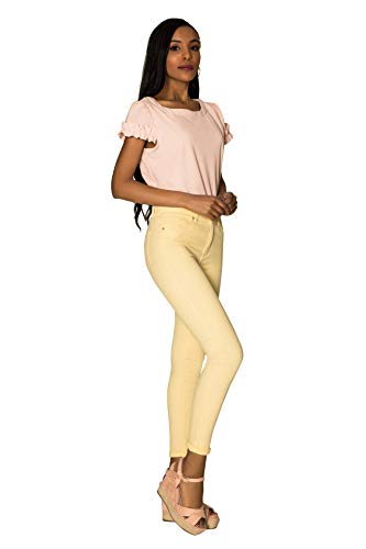 LustyChic Vaqueros Mujer Push Up Tejanos Mujer Cintura Alta Pantalones Pitillos Elasticos Jean de Mujer de Color Talla 34 a 44 (34, Verde Claro)