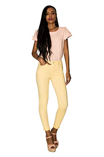 LustyChic Vaqueros Mujer Push Up Tejanos Mujer Cintura Alta Pantalones Pitillos Elasticos Jean de Mujer de Color Talla 34 a 44 (34, Verde Claro)