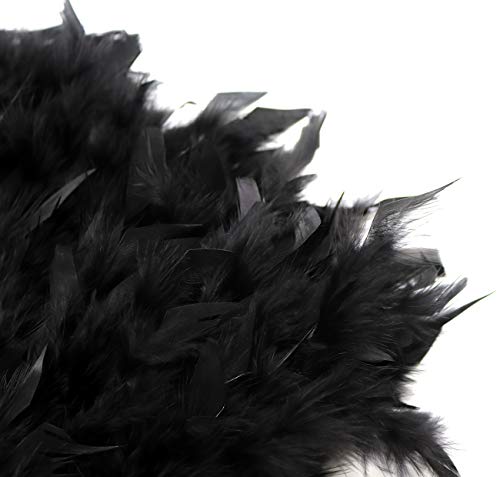 L'VOW Mujer Sexy Cintura Media Mini línea A Falda de Naturales Plumas para Fiesta de Bodas de Halloween (Negro, L)