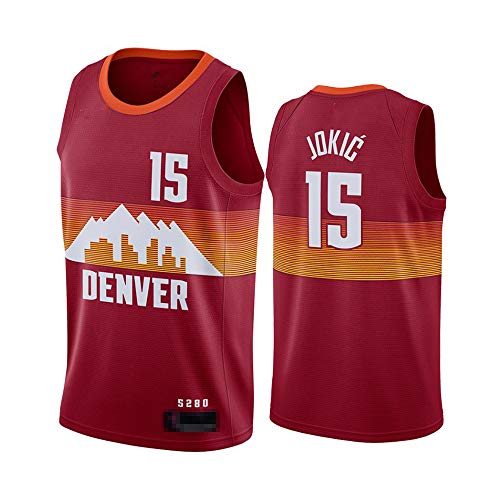 LYY Jerseys De Baloncesto para Hombres, NBA Denver Nuggets # 15 Nikola Jokic - Classic Chalt Tops Comfort Transpirable Deporte Sin Mangas Camiseta Sportswear,Marrón,L(175~180CM)