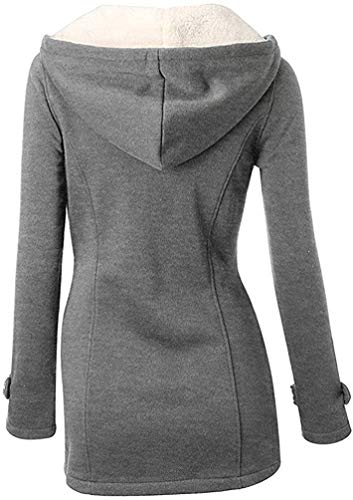 M-Queen Mujer Sudaderas con Capucha con Horn Botones Abrigo Chaqueta Hoodie Pullover Sweater Suéter Suelta Invierno