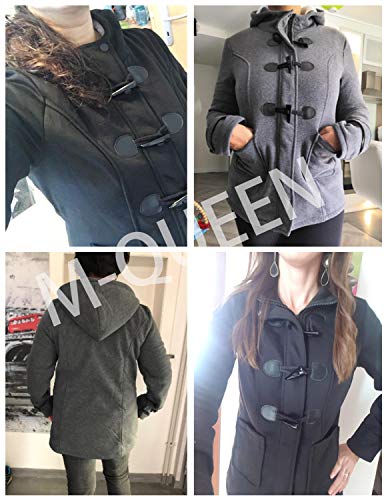 M-Queen Mujer Sudaderas con Capucha con Horn Botones Abrigo Chaqueta Hoodie Pullover Sweater Suéter Suelta Invierno
