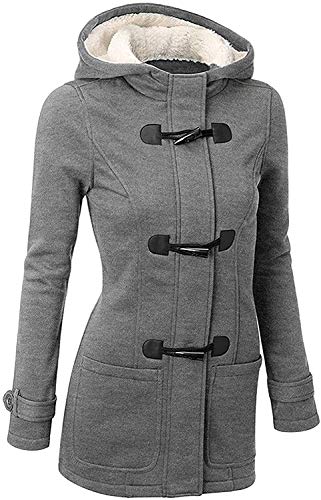 M-Queen Mujer Sudaderas con Capucha con Horn Botones Abrigo Chaqueta Hoodie Pullover Sweater Suéter Suelta Invierno