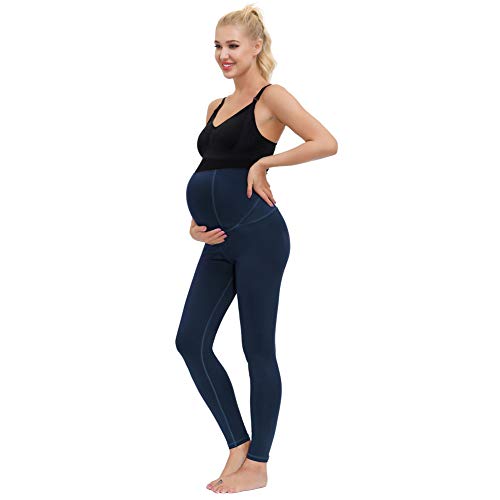 Maacie Leggings Largos Transpirables de Entrenamiento para Mujer Embarazada S Azul Oscuro