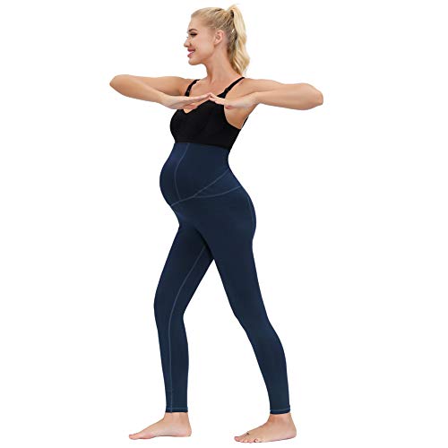 Maacie Leggings Largos Transpirables de Entrenamiento para Mujer Embarazada S Azul Oscuro