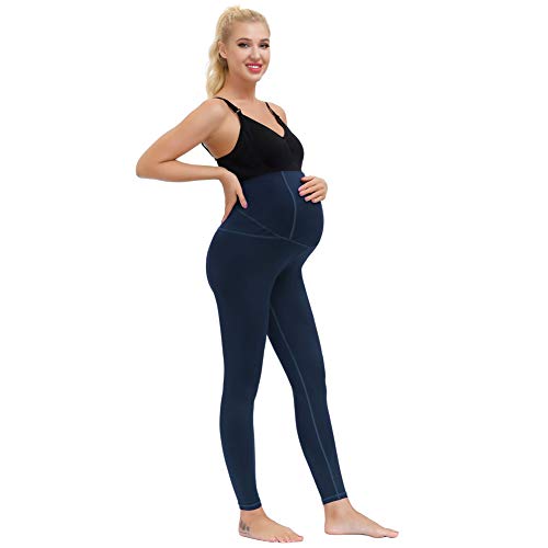Maacie Leggings Largos Transpirables de Entrenamiento para Mujer Embarazada S Azul Oscuro