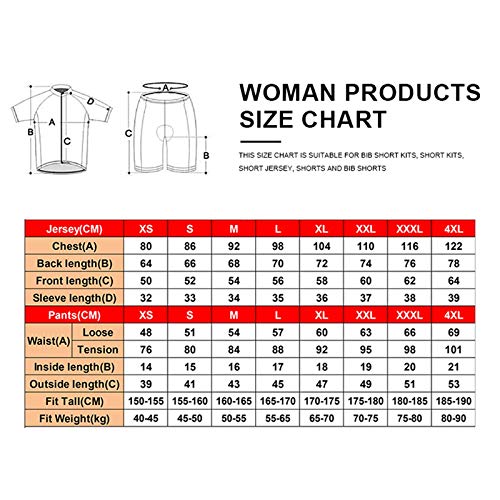 Maillot de Ciclismo para Mujer, Conjunto de Manga Corta, Camiseta de Bicicleta de Secado Rápido, Chaqueta Camiseta + Pantalones Cortos Acolchados - Trajes de Montar MTB ( Color : A , Talla : Pequeño )