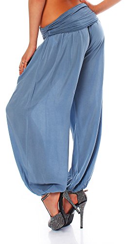 Malito Bombacho Aladin Harem Pantalón Boyfriend Baggy Yoga 1482 Mujer Talla Única (Azul Claro)