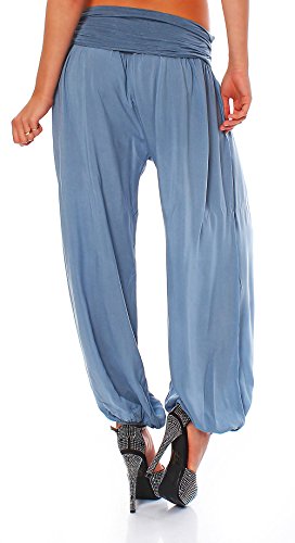 Malito Bombacho Aladin Harem Pantalón Boyfriend Baggy Yoga 1482 Mujer Talla Única (Azul Claro)