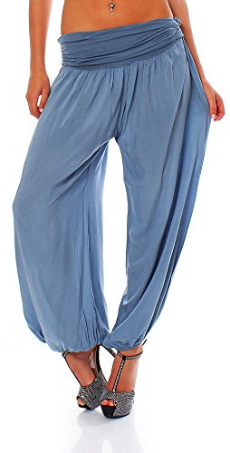 Malito Bombacho Aladin Harem Pantalón Boyfriend Baggy Yoga 1482 Mujer Talla Única (Azul Claro)