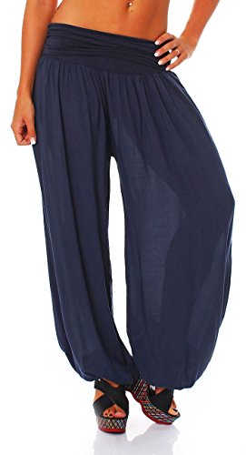 Malito Bombacho Aladin Harem Pantalón Boyfriend Baggy Yoga 1482 Mujer Talla Única (Azul Oscuro)