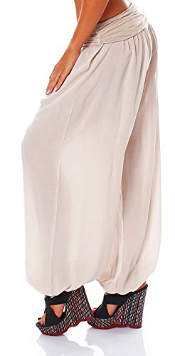 Malito Bombacho Aladin Harem Pantalón Boyfriend Baggy Yoga 1482 Mujer Talla Única (Beige)