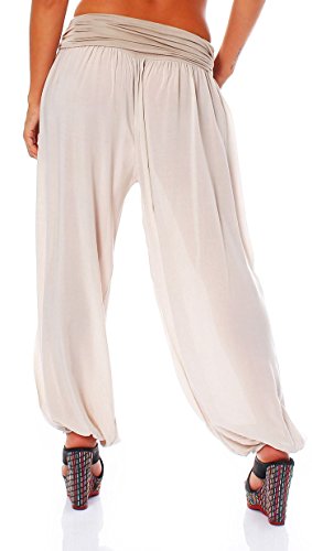 Malito Bombacho Aladin Harem Pantalón Boyfriend Baggy Yoga 1482 Mujer Talla Única (Beige)