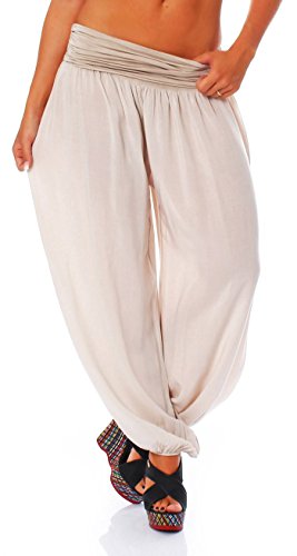 Malito Bombacho Aladin Harem Pantalón Boyfriend Baggy Yoga 1482 Mujer Talla Única (Beige)