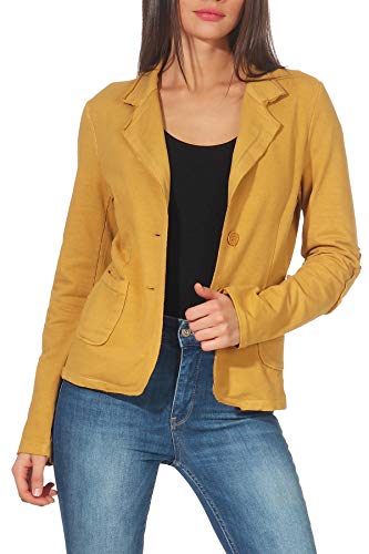 Malito Clásico Chaqueta en el Básico Chaqueta del Sudor Business 1651 Mujer (S, Amarillo)