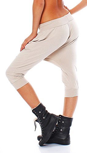 Malito Corto Baggy pantalón Verano Harem Boyfriend Aladin Yoga 20026 Mujer Talla Única (Beige)